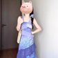 Purple floral suspender dress retro irregular ruffle waist temperament long skirt R0460