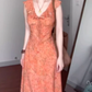 Floral suspender skirt niche design flying sleeves v-neck waist beautiful dress R0775