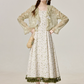 French first love green floral dress beautiful summer holiday dress R1905