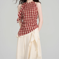 French irregular retro plaid halter neck off-shoulder top with strappy skirt two-piece set R2408
