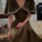 Retro Satin Silky V-neck Prom Gown Bud Green Women's Corset Maxi Cocktail Dress Casual Dress RS2932