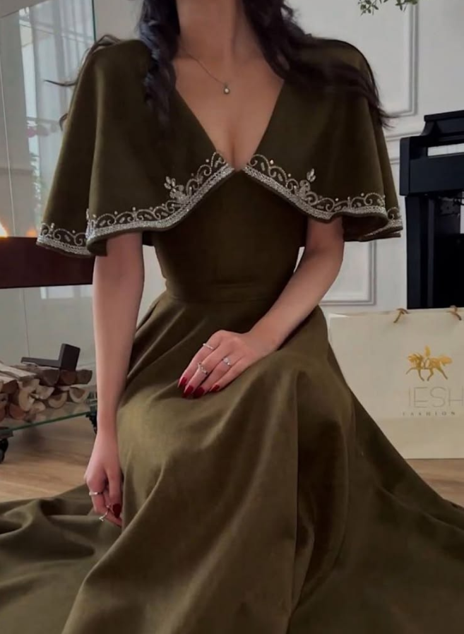 Retro Satin Silky V-neck Prom Gown Bud Green Women's Corset Maxi Cocktail Dress Casual Dress RS2932