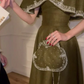 Retro Satin Silky V-neck Prom Gown Bud Green Women's Corset Maxi Cocktail Dress Casual Dress RS2932