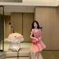 Sweet Pink Ruffled A-Line One-shoulder Bodycon Mini Birthday Dress Homecoming Dress RS287