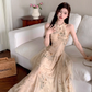 Fairy new Chinese style improved cheongsam halo dyed floral waist long skirt dress R1703