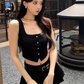High-end short vest vest top 2025 plus size hot girl street pleated skirt suit R1368