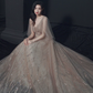 Puffy Glitter Tulle Corset Prom Gown , Champagne Women's Maxi Evening Dress RS2317