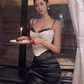 High-grade lace tube top women 2025 large size pleated hip-wrapped fishtail skirt suit R1096