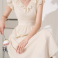 Niche design dress new summer high-end mid-length French temperament waist slimming skirt R4381