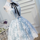 Silky Lace Embroidered Women's Homecoming Dress Blue Corset Mini Birthday Dress RS2329