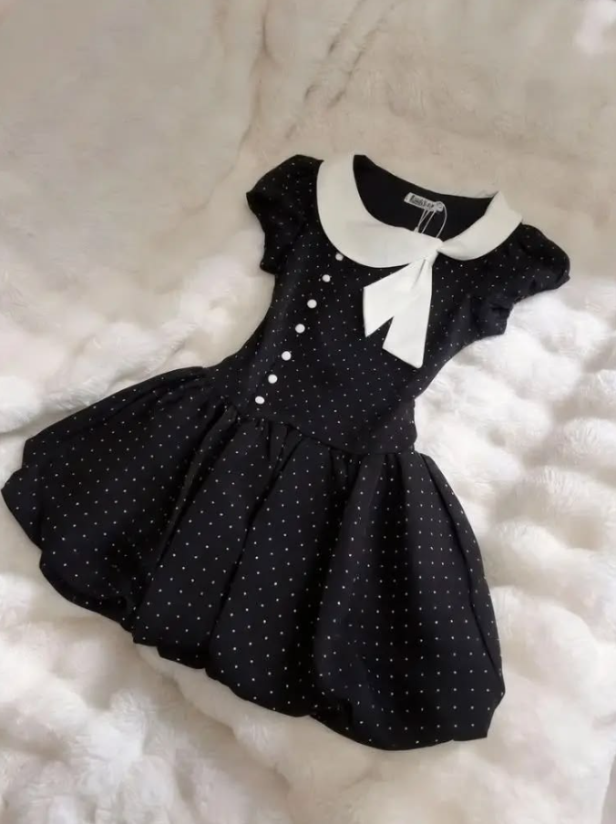 Polka Dots Cute Women's Homecoming Dress Black Corset Short Prom Dress RS2334