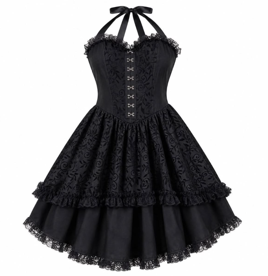 Lace Trim Halter Women's Homecoming Dress Black Corset Mini Short Prom Dress RS2339