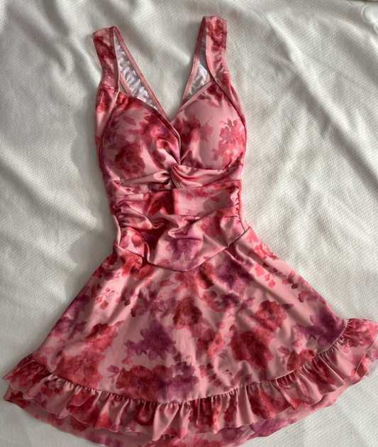 Floral Flowy Women's Homecoming Dress Barbie Pink Corset Short Prom Dress Party Dress RS2341