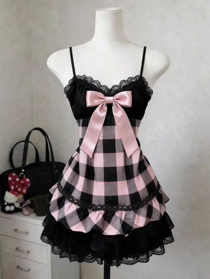 Striped Lace Women's Homecoming Dress Black-Pink Corset Princess Short Prom Dress Party Dress RS2342