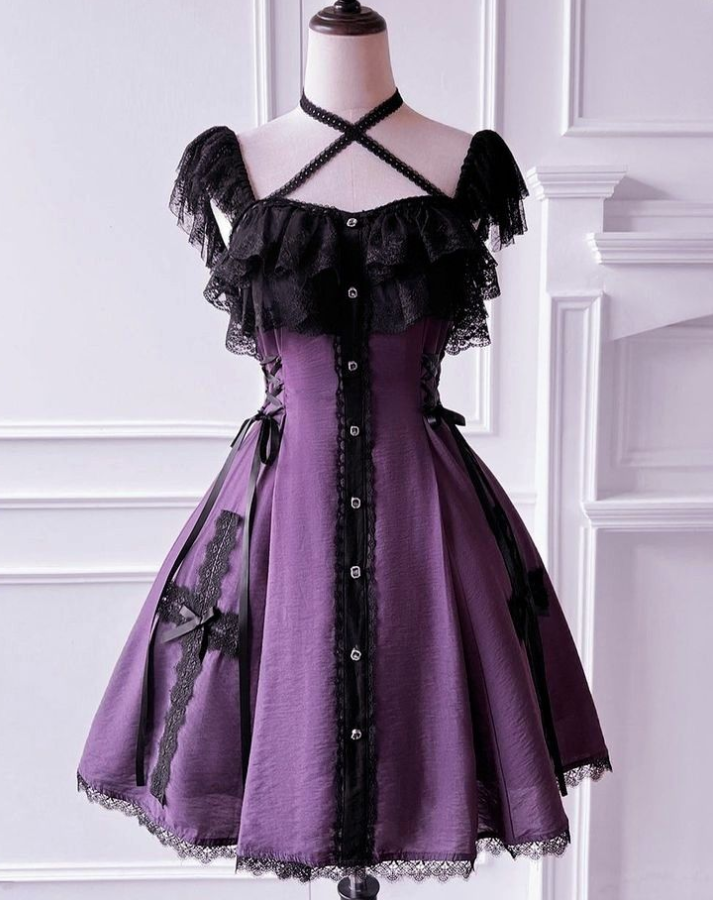 Lace Decor Women's Homecoming Dress Purple High End Corset Short Prom Dress Birthday Dress RS2345