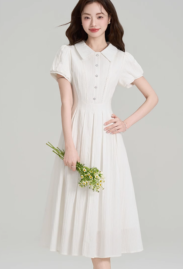Summer gentle style little white dress new French college style temperament dress R2360