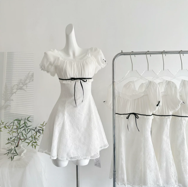 Fresh White A-Line Jewel Bodycon Mini Summer Dress Homecoming Dress RS292