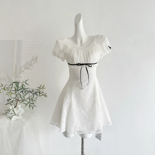 Fresh White A-Line Jewel Bodycon Mini Summer Dress Homecoming Dress RS292