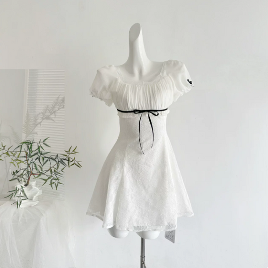 Fresh White A-Line Jewel Bodycon Mini Summer Dress Homecoming Dress RS292