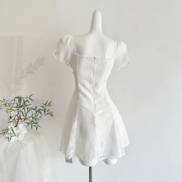 Fresh White A-Line Jewel Bodycon Mini Summer Dress Homecoming Dress RS292