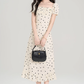 French polka dot square neck puff sleeve dress new style waist slim fit hip long skirt R2391