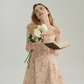 French floral dress fairy dress holiday short dress suspender dress R2769