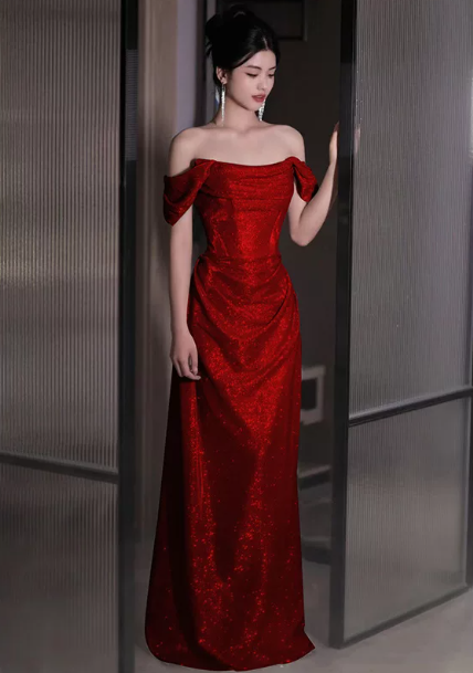 Silky Satin Corset Prom Gown , Sparkly Women's Maxi Evening Dress Party Dress RS2376