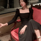 White Wedding Dress Long Sleeve Square Neck Women Elegant Evening Prom Party Dress       S5421