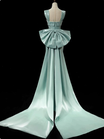 Elegant Mint Green Mermaid Square Bodycon Maxi Women Dress with Trail Evening Dress Celebrity Dress RS297