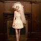 Apricot tube top fresh grass flower waist puffy princess skirt homecoming dress R4203