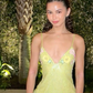 Yellow suspender waist slim hip skirt homecoming dress R5515