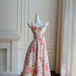 Pink floral halter waist slim maxi dress homecoming dress R5195
