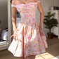 Pink Floral Strapless Waisted Princess Skirt Homecoming Dress R5595