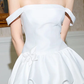 White suspender waist flower bud skirt hip-wrapped mid-length skirt homecoming dress R4486