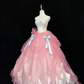 Light pink strapless, fitted waist, full skirt, long ball gown, bridal dress R9052