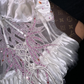 White halter-neck rhinestone-embellished fitted long ball gown R6905