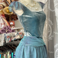 Light gray green slim waist cake skirt prom dress R6146