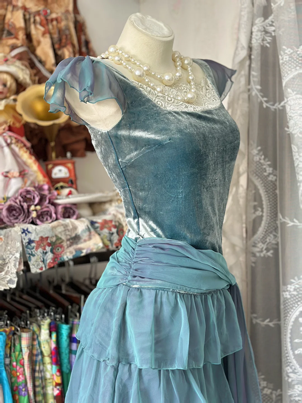 Light gray green slim waist cake skirt prom dress R6146