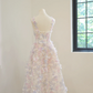 Light pink halter-neck fitted long fairy ball gown R8471