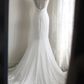 White sleeveless printed fitted waist bodycon sexy long ball gown/bridal dress R6825