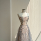 Pink Strapless Beaded Slim A-Line Maxi Dress, prom dress R5635