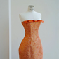Orange tube-top slim waist elegant long skirt, prom dress R5671