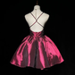 Purple suspenders low-cut sexy waist princess puffy skirt short dress homecoming dress R4893