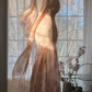Light champagne pink halter-neck fitted waist bodycon long ball gown R7701