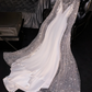 White halter-neck, fitted, sexy long ball gown/bridal dress R8752