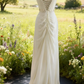 White halter-neck sequined fitted long ball gown R6746