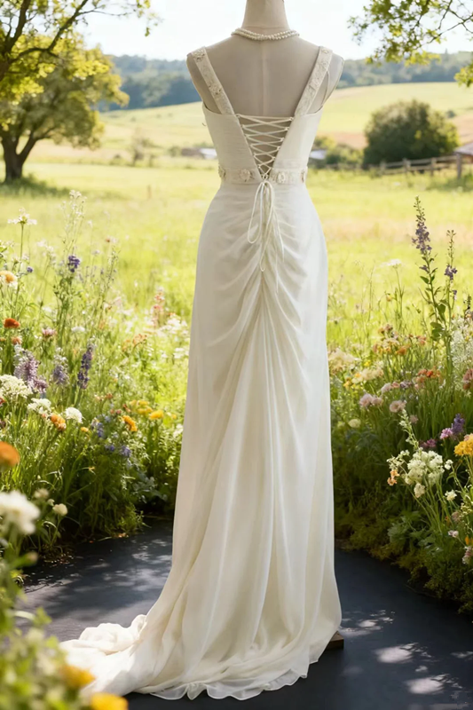 White halter-neck sequined fitted long ball gown R6746