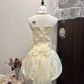 White satin tube top waist bow bud skirt short skirt homecoming dress R4324