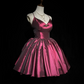 Purple suspenders low-cut sexy waist princess puffy skirt short dress homecoming dress R4893