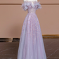 Light purple off-shoulder fitted A-line long ball gown/bridal dress R8296